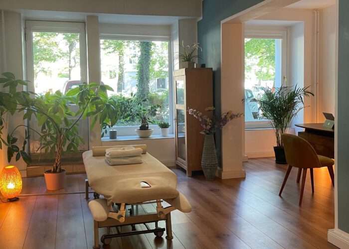 â€¢ Alt-Text: â€žModerner Behandlungsraum in der Osteopathie-Praxis von Harald Erb in Berlin Prenzlauer Berg Überblick